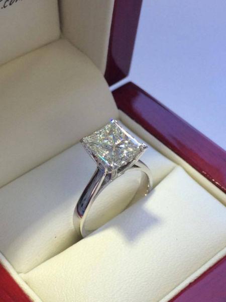 Princess Diamond Engagement Ring 1.10CT Bague de Fiançailles