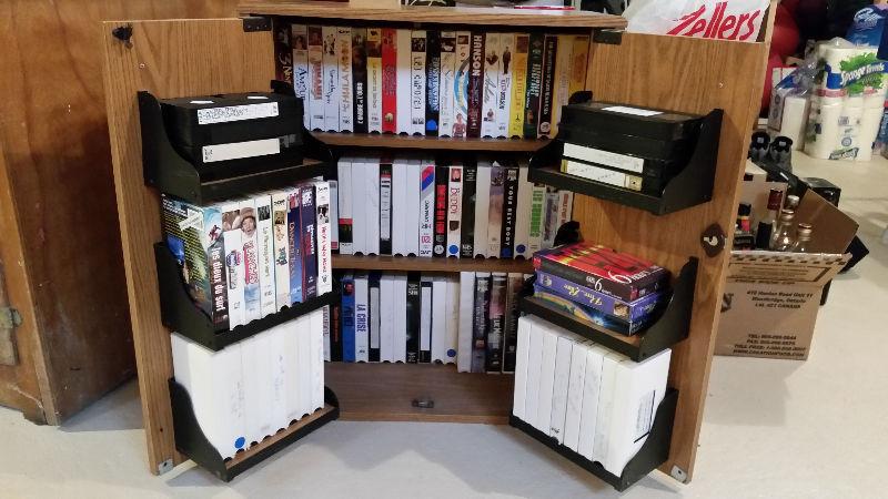 Collection VHS films movies cassettes video et meuble spécial