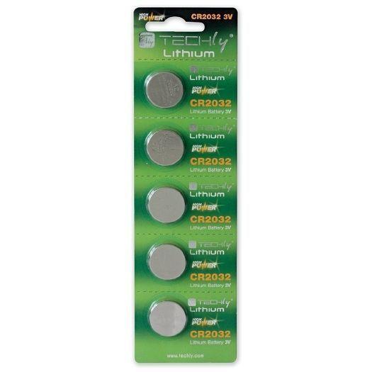 TECHly 3V Lithium Button Batteries - CR2032 - 5-Pack