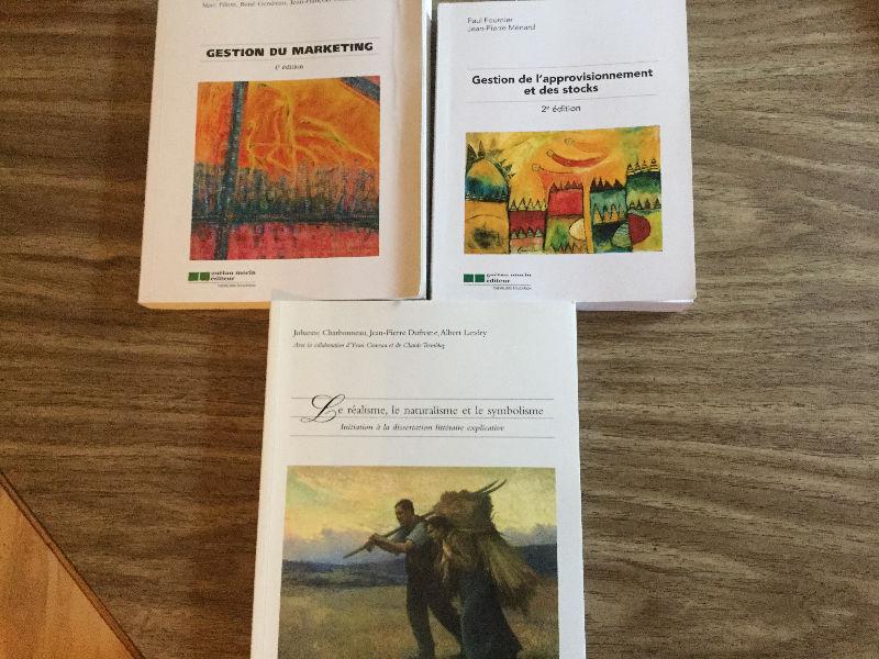 Divers manuels CÉGEP 15$