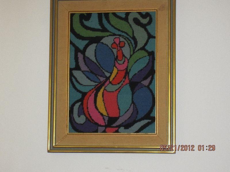 ABSTRACT NEEDLEPOINT IN FRAME