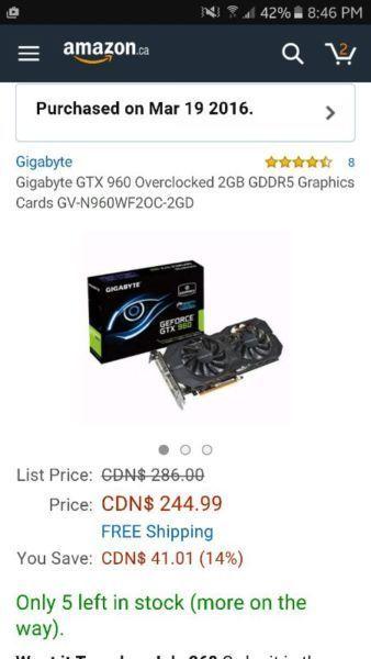 Two 2gb gigabyte gtx 960 graphics cards