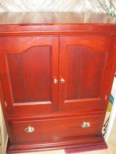 LIKE NEW One piece solid wood armoire (cherry/hardwood)
