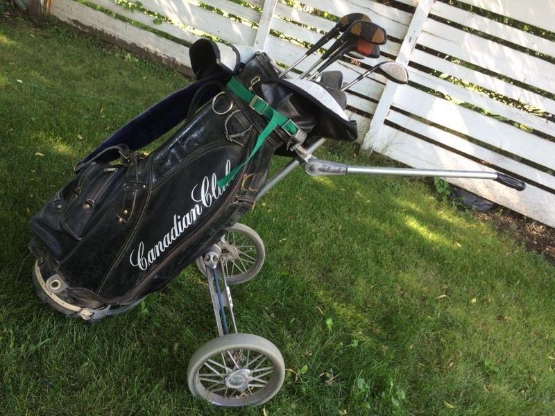 Golf Cart, Bag and Clubs