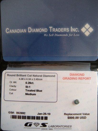Beautiful Rare - Blue Round Brilliant Cut Natural Diamond! .28ct