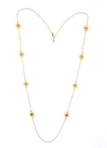 Daisy flower long chain necklace