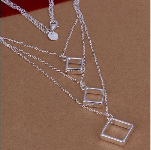 square multi-chain necklace