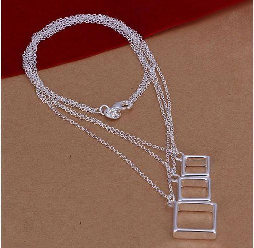 square multi-chain necklace