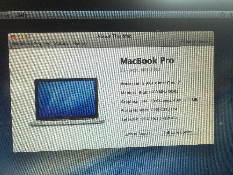 Macbook Pro 13inch Mid 2012 ( 2.9GHz i7 8GB DDR3)