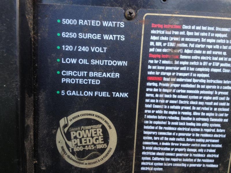 5000 watt gas Generator camping or travel