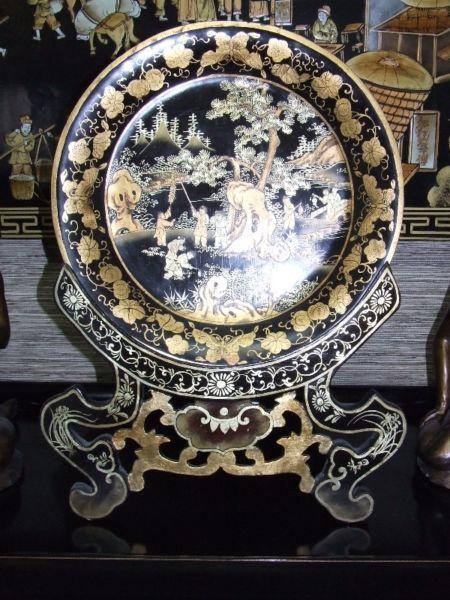 Chinese Chinoiserie Plate & Stand