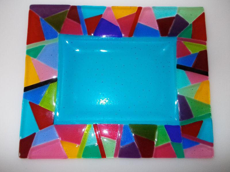 Handcrafted Fused Glass Art Dish - never displayed or used!