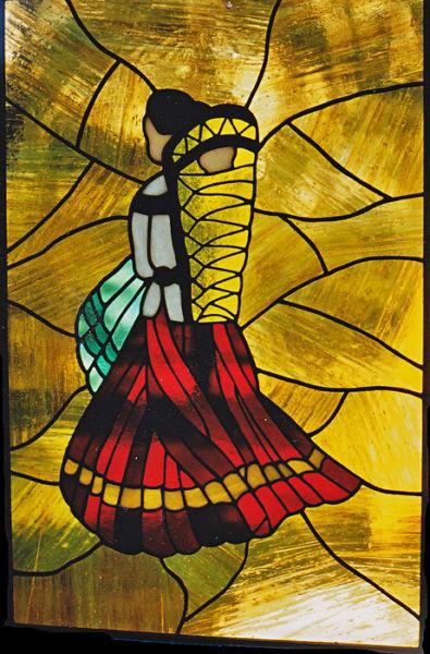 Native Lady & Papoose in Stained glass For Sale
