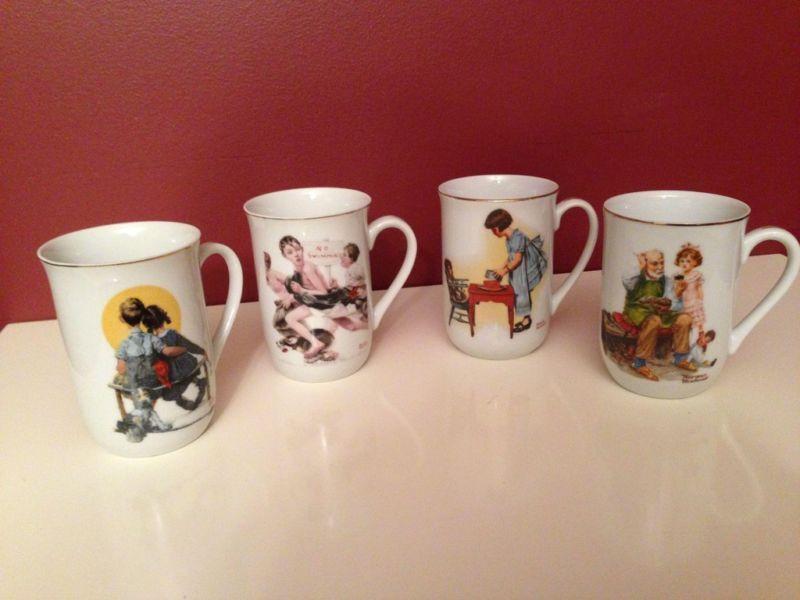 4 Vintage Norman Rockwell Mugs $10 for the set OBO
