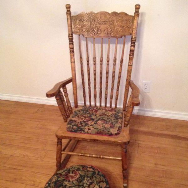 Antique rocking chair and ottoman