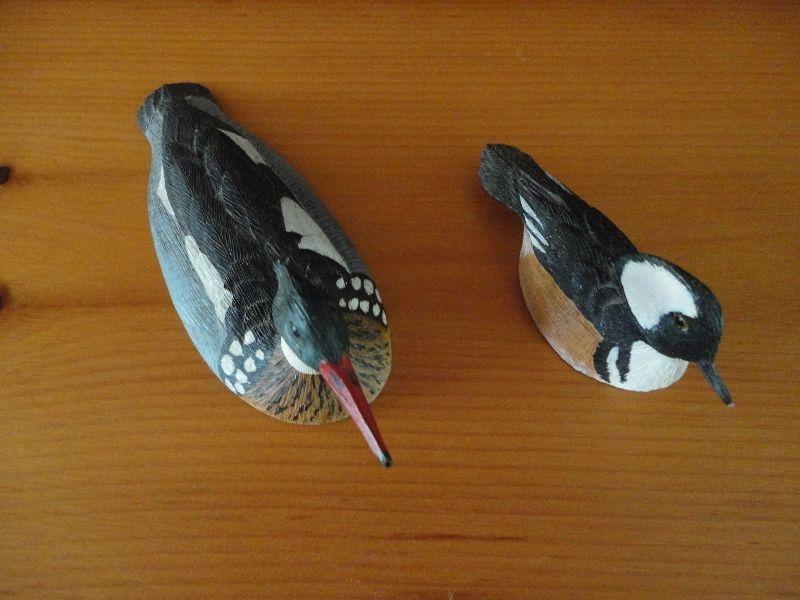 Hand carved & signed wooden ducks by W. Whittaker