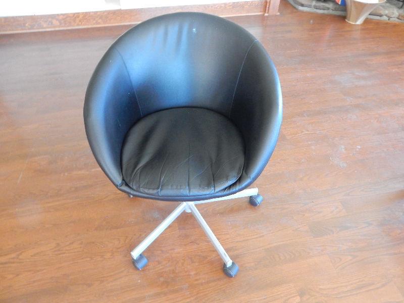 Black leather IKEA chair