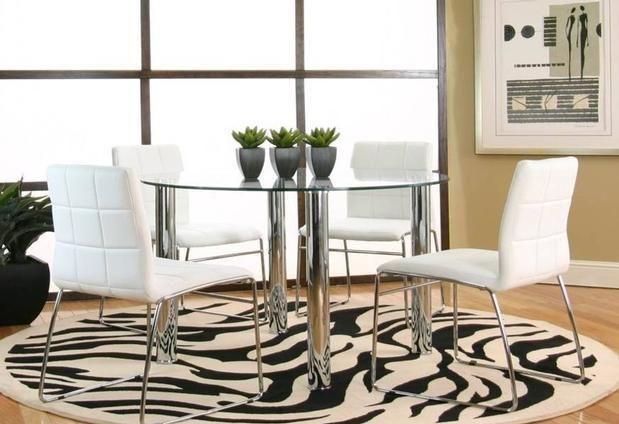 5pc Round Glass Top Dining Table + 4 Chair