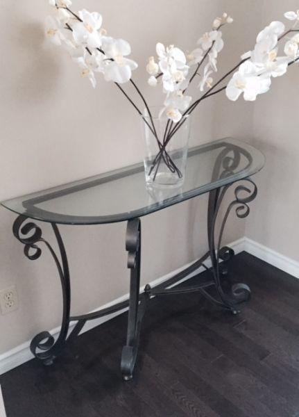 GORGEOUS RUSTIC GLASS SIDE TABLE!!!