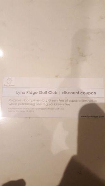 Lynx Ridge 2 for 1 Green Fee Coupon