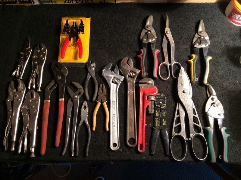 Lot of pliers, grips, shears and more