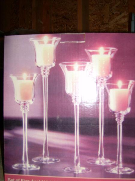 Set of 5 Glass Votive Candle Holders in Graduated Sizes