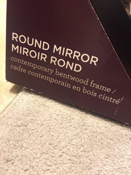 New Round dark brown finish mirror