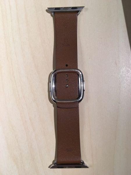 Genuine Brown Modern Buckle Apple Watch band (small size, 38mm)