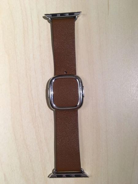 Genuine Brown Modern Buckle Apple Watch band (small size, 38mm)