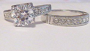 REDUCED PRICE! LAB CREATED DIAMOND WEDDING RING SET AMAZING!