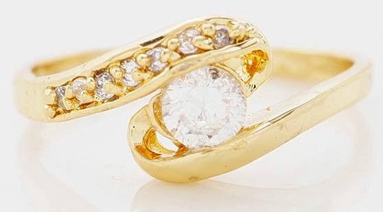 10KT Yellow Gold Filled White Sapphire Ring 7.5 BRAND NEW