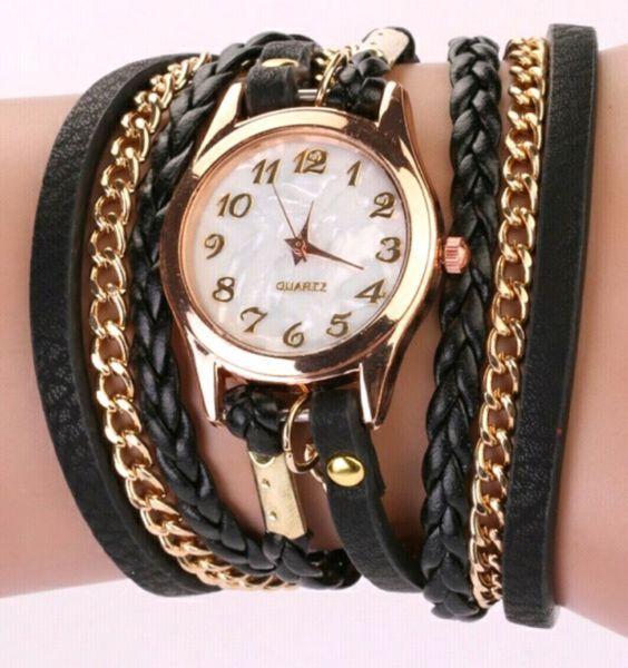New Fashion Wrap Around Bracelet Watch Bowknot Crystal Synthetic
