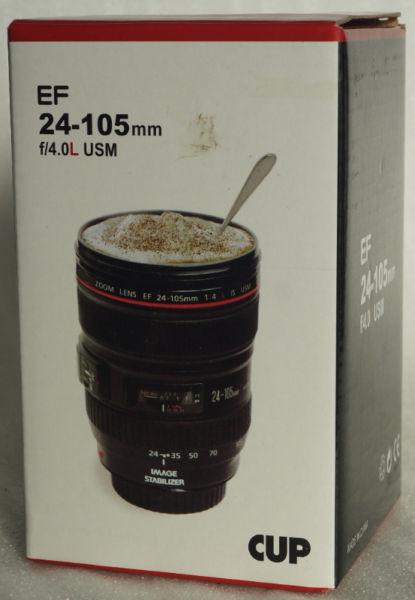 Coffee mug Canon lens, brand new in box