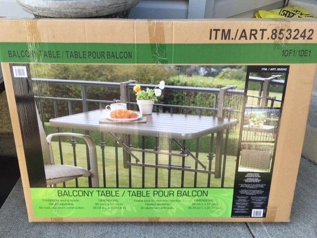 FOLDING hidden balcony patio table NEW IN BOX $50
