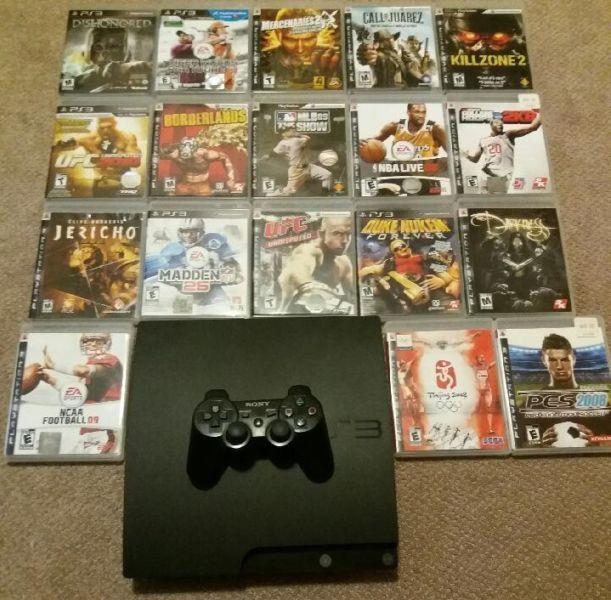 PS3 with 18 games. 1 controller. $120. 320gb
