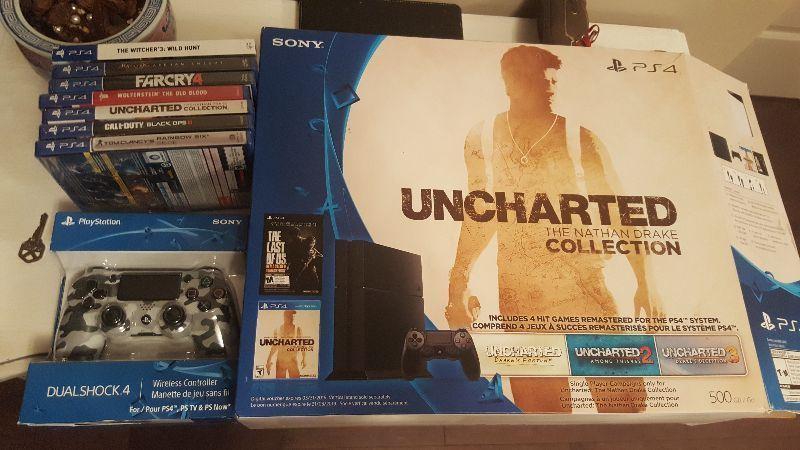 PS4 BUNDLE (System, 2 controllers, 12 games)