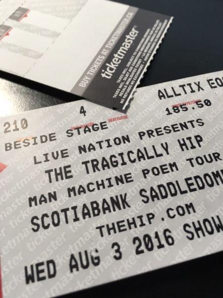 Tragically HiP Tickets (August 3rd) NEXT TO STAGE