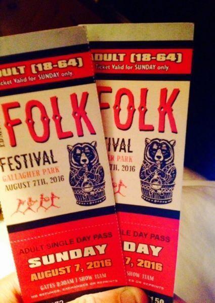 Folk Fest tickets for SUNDAY - $85 each