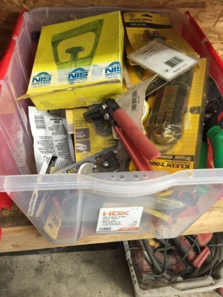 Bin of assorted tools and stuff