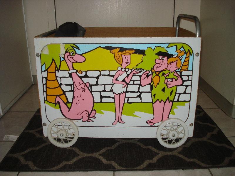 RARE Vintage 1975 Flintstones Toy Box/Cart!!!!!!!!!!!!!!!!!!!!!