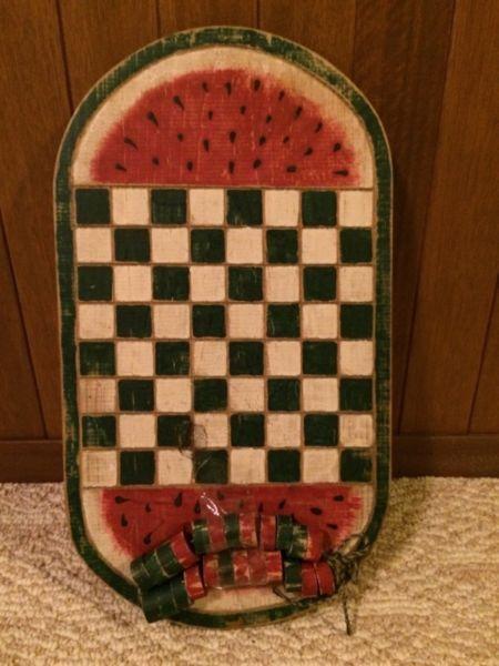 Old Folk art Checker Game
