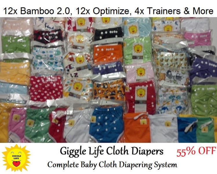 Giggle Life Cloth Diapers - Baby 7-36 lbs, Youth & Adult Sizes
