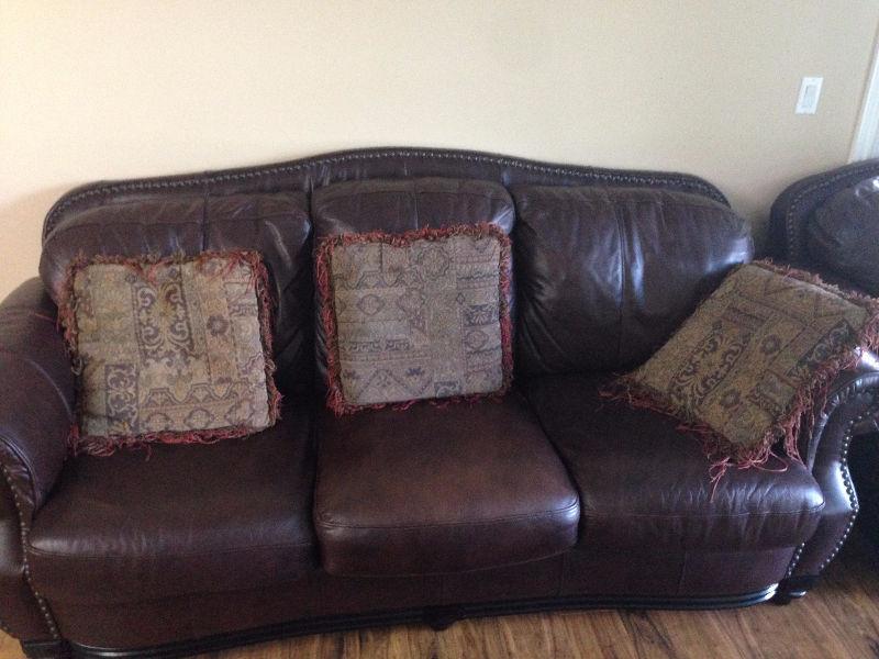 a set of leather sofa