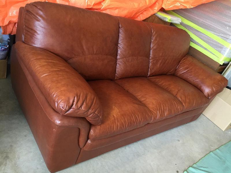 ITALIAN MADE LEATHER COUCH AND CHAIR