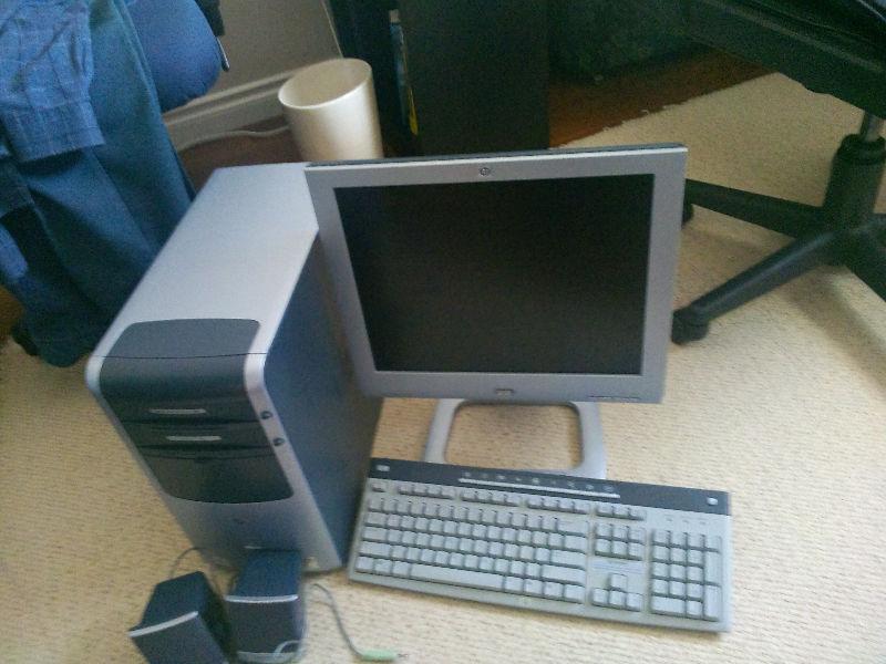 Desktop HP with adjustable base monitor- Windows7 and speakers