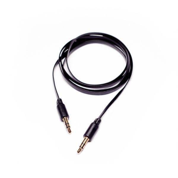 3.5mm Stereo Jack Flat Cord Audio Cable - Black (4 Ft)