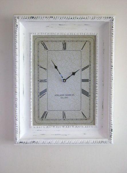 Distressed off-white wall clock