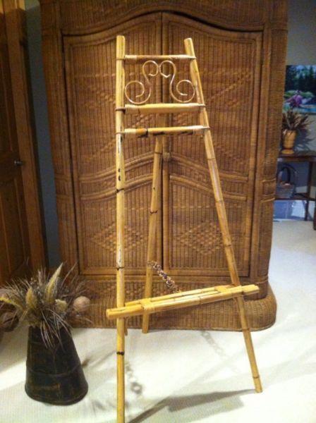 Vintage Bamboo Easel and Print