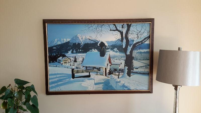 Swiss winter scene painting