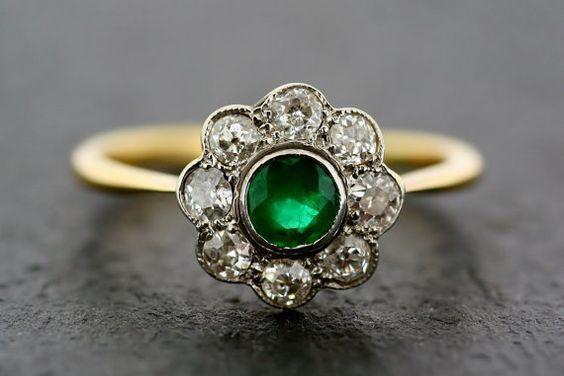 Emerald Cluster with Diamonds